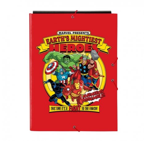 Safta Avengers Carpeta con 3 Solapas - Tapas Duras Forradas - Formato Folio - Cierre con Gomas - 260x25x335mm - Color Rojo