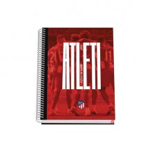 Dohe Atletico de Madrid Atleti Cuaderno Espiral Tapa Dura - TamaÃ±o A5 de 100 Hojas 90gr - Hojas Microperforadas con 2 Taladros - Cuadricula 5mm