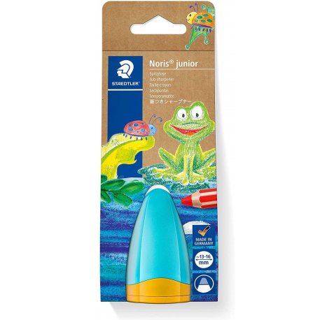 Staedtler Noris Junior 516 Sacapuntas de Plastico con Deposito - Forma Conica para Manos Pequeñas - Para Lapices Gruesos