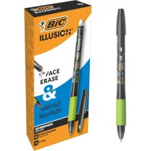 Bic Illusions Boligrafo Borrable - Punta Media de 0.7mm - Grip de Goma - Recargable - Color Negro (12 uds)