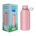 Dohe Botella Reutilizable 350ml - Acero Inoxidable de Doble Pared - Libre de BPA - Tapon Hermetico Antigoteo de Acero Inoxidable - Recubierta de Caucho - Color Rosa