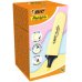 Bic Marking Highlighter Flat Marcador Fluorescente - Punta Biselada - Trazo entre 1.20 y 4.60 mm - Tinta con Base de Agua - Color Amarillo Pastel (12 uds)