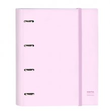 Safta Carpeta con 4 Anillas 35mm - Tapas Duras Forradas - Recambio 100 Hojas - Cuadriculas 5x5mm - Cierre Elastico - Separadores Internos - 270x35x320mm - Color Rosa