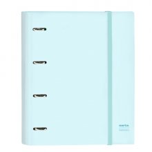 Safta Carpeta con 4 Anillas 35mm - Tapas Duras Forradas - Recambio 100 Hojas 80g/m2 - Cierre Elastico - Separadores Incluidos - 270x35x320mm - Color Azul Claro