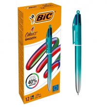 Bic 4 Colours Smooth Gradient Verde Boligrafo de Bola Retractil - Punta Media de 1.0mm - Escritura un 40% mas Suave - 4 Colores (12 uds)