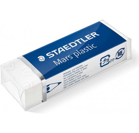 Staedtler Mars Plastic 526 50 Goma de Borrar - Plastico - Alta Precision - Color Blanco (20 uds)