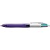 Bic 4 Colours Grip Fashion Boligrafo de Bola Retractil con Grip - Punta Media de 1mm - Trazo de 0.4mm - Tinta con Base de Aceite - Cuerpo Blanco/Morado Transparente - 4 Colores (12 uds)