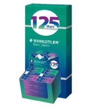 Staedtler Mars Plastic 125 Aniversario Goma de Borrar - Borrado de Alta Calidad - Minimos Residuos - Color Blanco (80 uds)