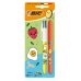 Bic 4 Colours Decors Kawaii Pack con 1 Boligrafo de Bola Retractil + 1 Marcador Highlighter Grip Fluor de Color Aleatorio - Punta Media de 1.0mm - Tinta con Base de Aceite - Cuerpo Decorado con Dibujos Kawaii - Colores Surtidos
