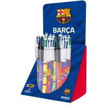 Bic 4 Colours BarÃ§a Expositor con 30 Boligrafos de Bola Retractil - 6 DiseÃ±os Diferentes - Punta Media de 1.0mm
