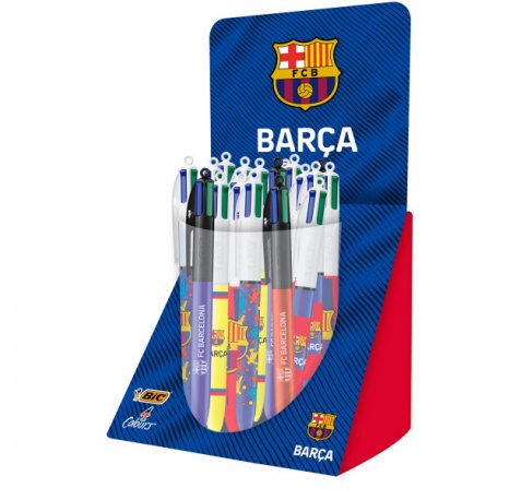 Bic 4 Colours BarÃ§a Expositor con 30 Boligrafos de Bola Retractil - 6 DiseÃ±os Diferentes - Punta Media de 1.0mm