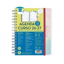 Finocam Magistral Agenda Escolar 26/27 - Semana Vista Horizontal - Formato 4Âº - 155x212mm - Tapas de Polipropileno - Papel de 80g/m2 - Espiral Metalica - Esquinas Microperforadas - Multicolor