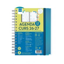 Finocam Magistral Agenda Escolar 26/27 en Catalan - Semana Vista Horizontal - Formato 4Âº - 155x212mm - Tapas de Polipropileno - Papel de 80g/m2 - Espiral - Esquinas Microperforadas - Color Azul
