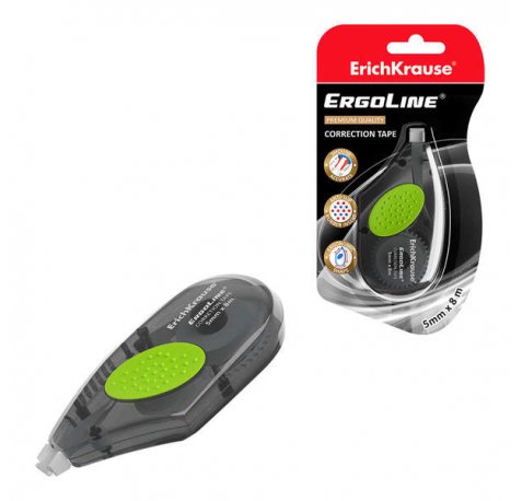 Erichkrause Cinta Correctora Ergoline - Forma Ergonomica con Inserto de Goma Antideslizante - Ideal para Correccion Rapida y Segura - Secado Inmediato - Color Blanco