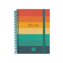 Finocam Diva Agenda Escolar 26/27 - Semana Vista Horizontal - Formato 8Âº - 120x164mm - Tapas de Carton Forrado - Papel de 80g/m2 - Espiral de Plastico - Esquinas Microperforadas - Multicolor