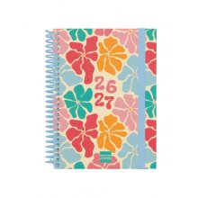 Finocam Diva Agenda Escolar 26/27 en Catalan - Semana Vista Horizontal - Formato 8Âº - 120x164mm - Tapas de Carton Forrado - Papel de 80g/m2 - Espiral - Esquinas Microperforadas - Multicolor