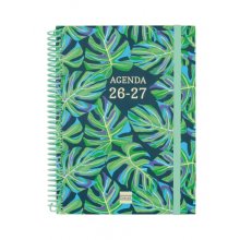 Finocam Diva Agenda Escolar 26/27 en Catalan - Semana Vista Horizontal - Formato 4Âº - 155x212mm - Tapas de Carton Forrado - Papel de 80g/m2 - Espiral - Esquinas Microperforadas - Multicolor