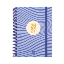 Finocam Diva Agenda Escolar 26/27 en Catalan - Semana Vista Horizontal - Formato 4Âº - 155x212mm - Tapas de Carton Forrado - Papel de 80g/m2 - Espiral - Esquinas Microperforadas - Multicolor