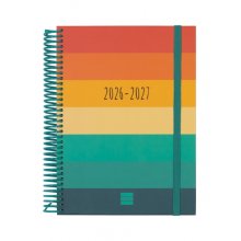 Finocam Diva Agenda Escolar 26/27 en Catalan - 1 Dia por Pagina - Formato 4Âº - 155x212mm - Tapas de Carton Forrado - Papel de 80g/m2 - Espiral - Esquinas Microperforadas - Multicolor