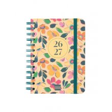 Finocam Cosmo Cart Agenda Escolar 26/27 - Semana Vista Horizontal - Formato 8Âº - 120x169mm - Tapas de Carton Forrado - Papel de 80g/m2 - Espiral Metalica - Esquinas Microperforadas - Multicolor