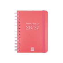 Finocam Cosmo Flex Agenda Escolar 26/27 - Semana Vista Horizontal - Formato 8Âº - 120x169mm - Tapas de Polipropileno - Papel de 80g/m2 - Espiral Metalica - Esquinas Microperforadas - Color Rojo