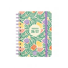 Finocam Cosmo Cart Agenda Escolar 26/27 en Catalan - Semana Vista Horizontal - Formato 8Âº - 120x169mm - Tapas de Carton Forrado - Papel de 80g/m2 - Espiral - Esquinas Microperforadas - Multicolor