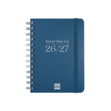 Finocam Cosmo Flex Agenda Escolar 26/27 en Catalan - Semana Vista Horizontal - Formato 8Âº - 120x169mm - Tapas de Polipropileno - Papel de 80g/m2 - Espiral - Esquinas Microperforadas - Color Azul