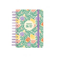 Finocam Cosmo Cart Agenda Escolar 26/27 en Catalan - 1 Dia por Pagina - Formato 8Âº - 120x169mm - Tapas de Carton Forrado - Papel de 80g/m2 - Espiral - Esquinas Microperforadas - Multicolor