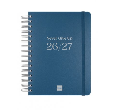 Finocam Cosmo Flex Agenda Escolar 26/27 en Catalan - 1 Dia por Pagina - Formato 4Âº - 155x212mm - Tapas de Polipropileno - Papel de 80g/m2 - Espiral - Esquinas Microperforadas - Color Azul