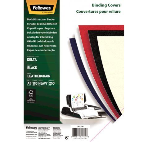 Fellowes Portadas de Carton Fellowes - Tamaño A3 - Acabado en Simil Piel - Amplia Gama de Colores y Texturas - Fabricadas con Carton Reciclable