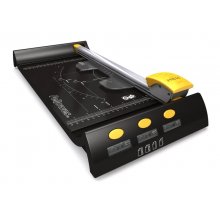 Fellowes Neutron Cizalla de Papel - Formato A4 - Cuchilla Retractil - Pinza - Guias de Corte - Capacidad de Corte hasta 10 Hojas - 8x22.5x47.5cm - Color Negro y Plateado