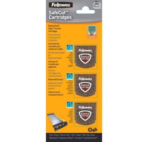 Fellowes Pack de 3 Cuchillas de Repuesto para Cizalla - Corte Microperforado - Corte Plegado - Corte Ondulado - Cuchilla Encapsulada Retractil - Transparente