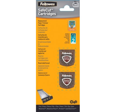Fellowes Pack de 2 Cuchillas de Repuesto para Cizalla - Corte Recto - Cuchilla Encapsulada Retractil - Acero Inoxidable