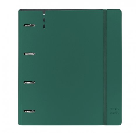 Safta Carpeta con 4 Anillas 35mm - Tapas de PP Foam - Recambio 100 Hojas - Cierre Elastico - Ranura para Boligrafo - Solapa Interior - Separadores Internos - 270x40x320mm - Color Verde Oscuro