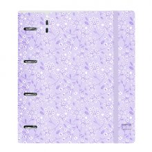 Safta Carpeta con 4 Anillas 35mm - Tapa de Plastico - Recambio 100 Hojas - Cierre Elastico - Ranura para Boligrafo - Solapa Interior - 270x40x320mm - Color Morado