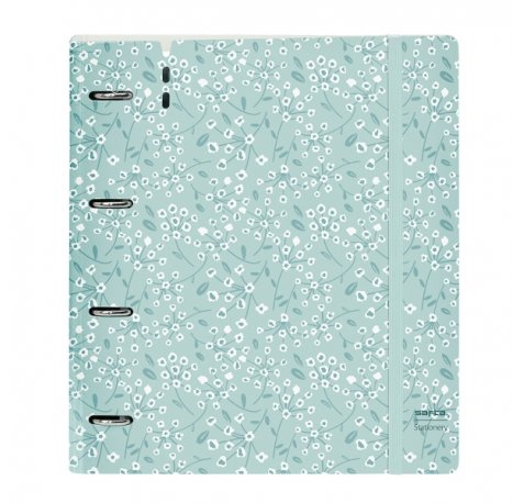 Safta Carpeta con 4 Anillas 35mm - Tapa de Plastico - Recambio 100 Hojas - Cierre Elastico - Ranura para Boligrafo - Separadores Internos - 270x40x320mm - Color Menta