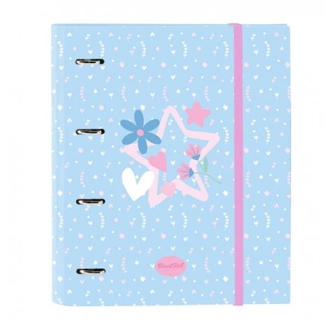 Safta Blackfit8 Smile Carpeta con 4 Anillas 35mm - Tapas Duras Forradas - Recambio 100 Hojas - Cuadriculas 5x5mm - Cierre Elastico - 270x35x320mm - Color Azul Claro