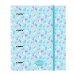 Safta Blackfit8 Petalos Carpeta de 4 Anillas de 35mm - Recambio de 100 Hojas A4 - Cuadricula de 5x5mm - 80g/m2 - Separadores Internos - Goma Elastica - 27x32x3.5cm - Color Azul Claro