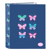 Safta Blackfit8 Mariposas Carpeta con 4 Anillas 40mm - Tapas Duras Forradas - Formato Folio - Resistente - 270x60x330mm - Color Azul Marino