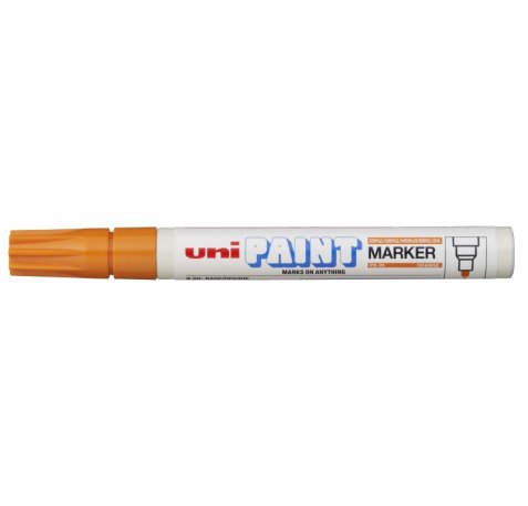Uni-ball PX-20 Paint Marker - Marcador de Pintura - Punta Acrilica de Bala 2.2-2.8mm - Permanente en Todas las Superficies - Resistente a Luz y Agua - Color Naranja (12 uds)