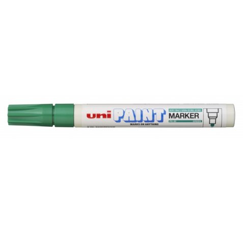 Uni-ball PX-20Marcador de Pintura - Punta Acrilica de Bala 2.2-2.8mm - Permanente en Todas las Superficies - Resistente a Luz y Agua - Cuerpo de Aluminio - Color Verde (12 uds)