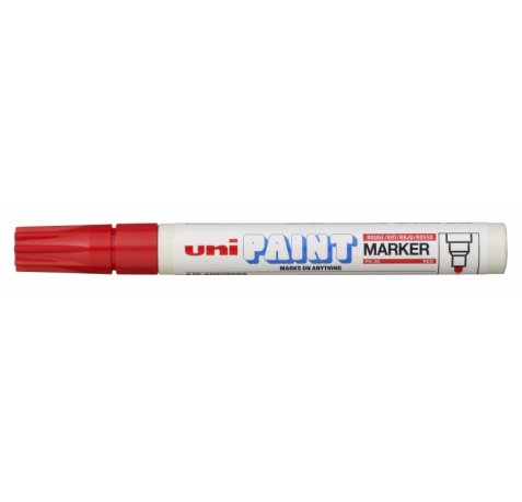 Uni-ball PX-20 Paint Marker - Marcador de Pintura - Punta Acrilica de Bala 2.2-2.8mm - Permanente en Todas las Superficies - Resistente a Luz y Agua - Color Rojo (12 uds)