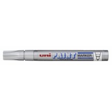 Uni-ball PX-20 Paint Marker - Marcador de Pintura - Punta Acrilica de Bala 2.2-2.8mm - Permanente en Todas las Superficies - Resistente a Luz y Agua - Color Plata (12 uds)