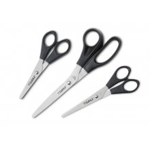 Dahle Home Pack de 3 Tijeras de Acero Inoxidable 13, 15 y 20cm - Hojas Afiladas - Mangos en Plastico ABS - Color Negro