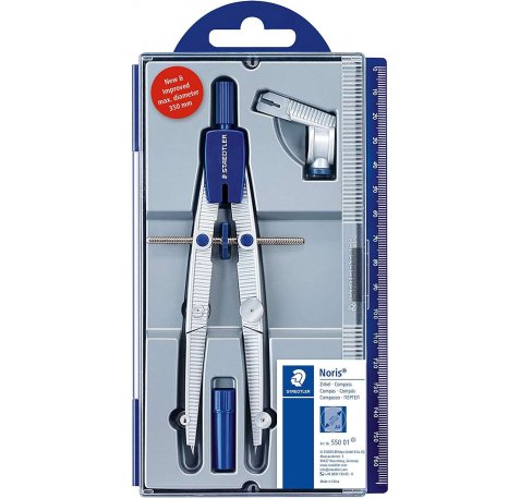 Staedtler Noris 550 01 Compas de Precision - Aguja y Mina Intercambiables - Mecanismo de Ajuste Rapido