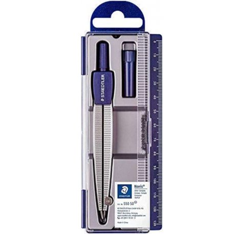 Staedtler Noris 550 Compas Escolar de Precision - Obtusangulo y Aguja Roma a Prueba de Lesiones - Diametro Maximo 300mm