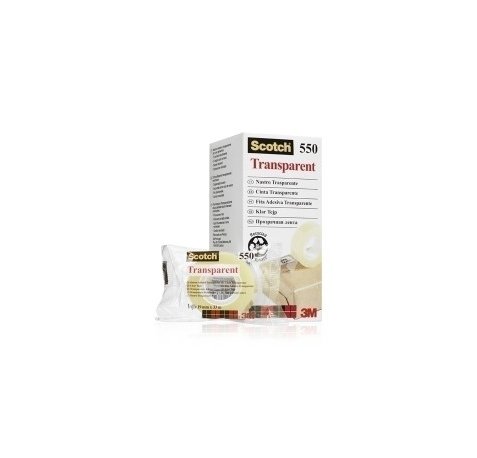 Scotch 550 Cinta Adhesiva 19mm x 33m - Embolsada Individualmente - Transparente (8 uds)