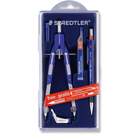 Staedtler Mars 552 Compas de Precision - Diametro Maximo 350mm - Compas de Aiuste Rapido - Patas Articuladas - Aguja Intercambiable - Mina Intercambiable