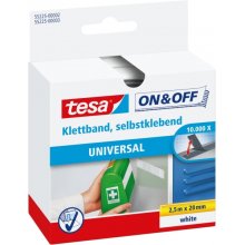 Tesa On & Off Cinta de Velcro 20mm x 2.5m - Se puede Abrir y Cerrar hasta 10.000 Veces - Color Blanco