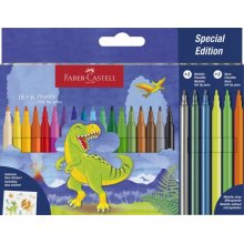 Faber-Castell Edicion Dinosaurios Pack de 24 Rotuladores de Colores - 18 Colores Clasicos + 3 Colores Metalizados + 3 Colores Neon - Incluye Pegatinas de Dinosaurios - Tinta a Base de Agua - Colores Surtidos